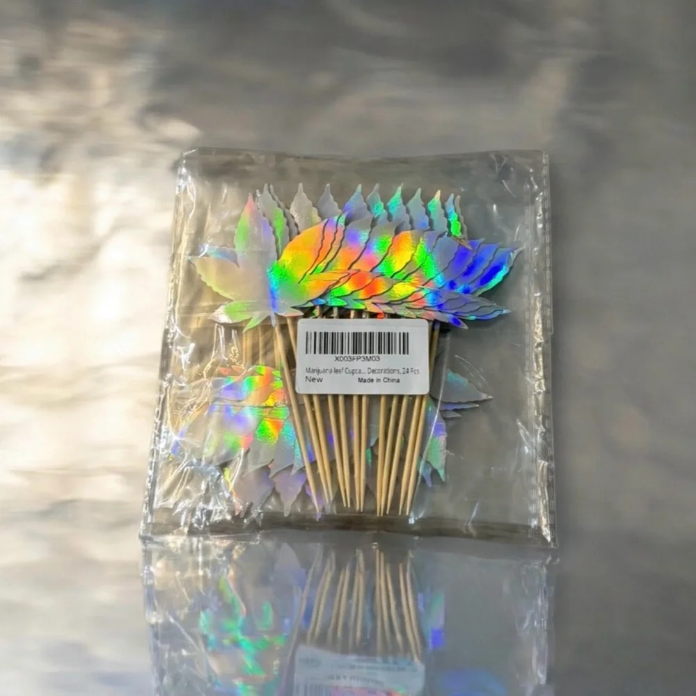 Marijuana Weed Leaf Festive Cupcake Toppers for Parties